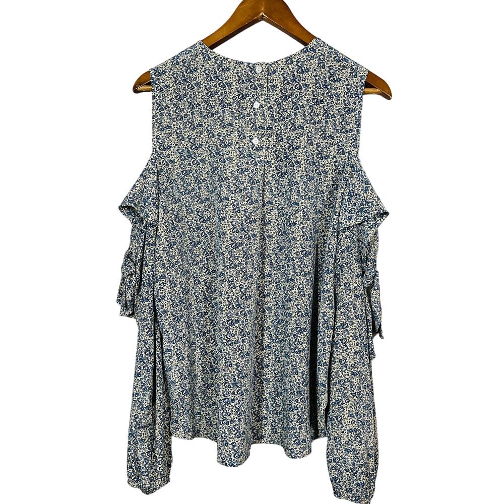 Robert Rodriguez Silk Tunic Top Blouse Micro Floral Print Long Sleeve - 8